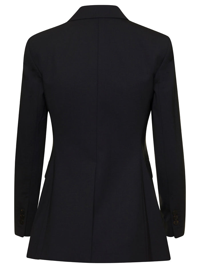 Black Single-Breasted Jacket With Single Button Wool Blend Woman Virgin Lycra Blazers