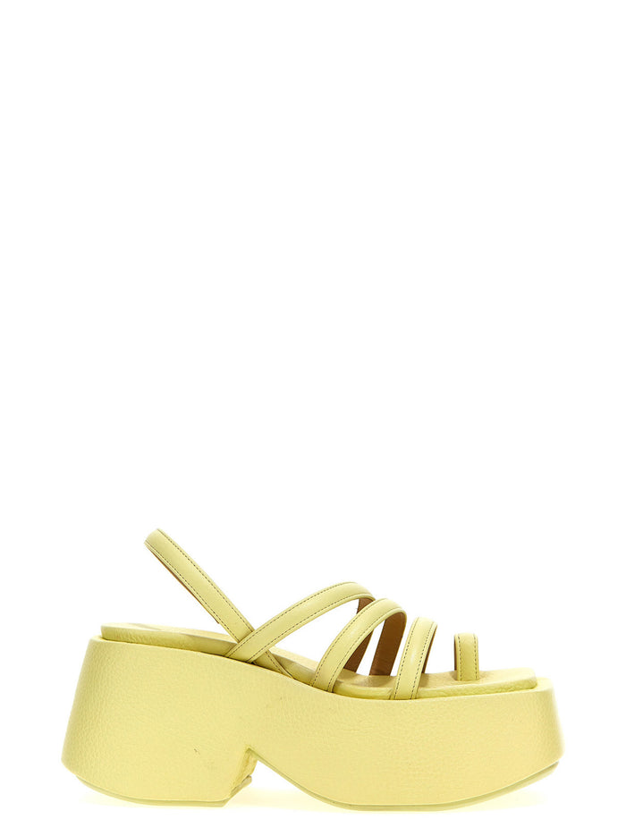 Sandalo Zeppo Yellow Calf Leather (bos Taurus) Sandal