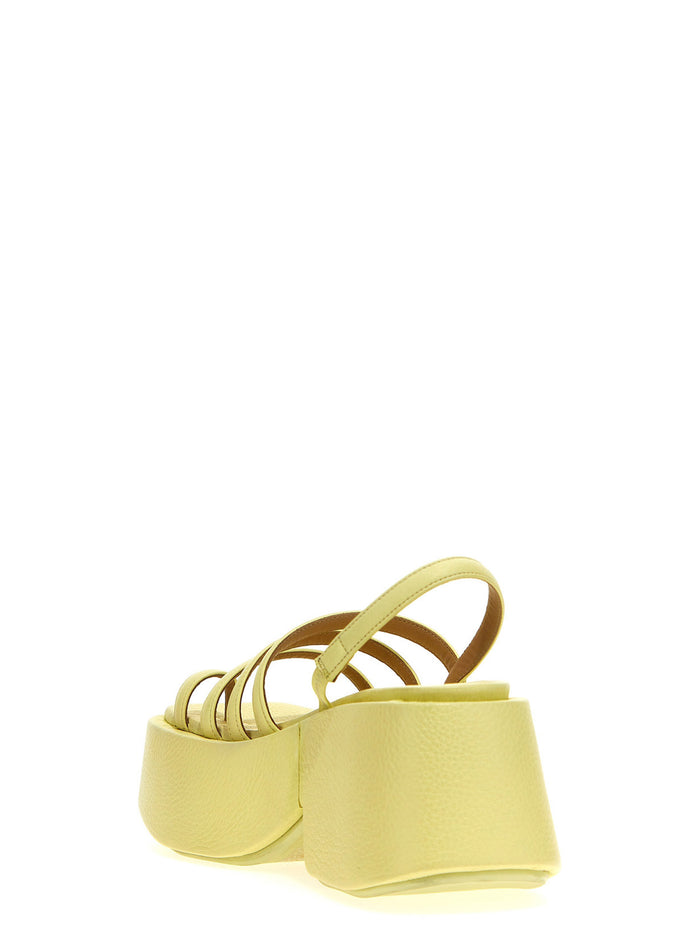 Sandalo Zeppo Yellow Calf Leather (bos Taurus) Sandal