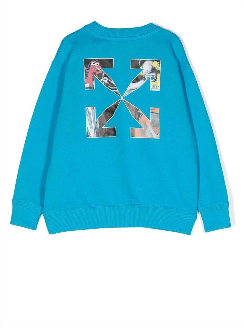 Crewneck Sweatshirt With Logo And Signature Arrow Print Light-Blue Cotton Boy Light Blue Sweatshirts