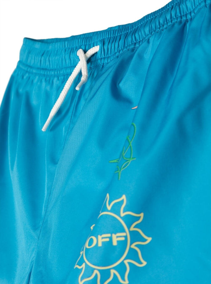 Swim-Shorts With Logo Print Light-Blue Technical Fabric Boy Light Blue Polyester Beachwear