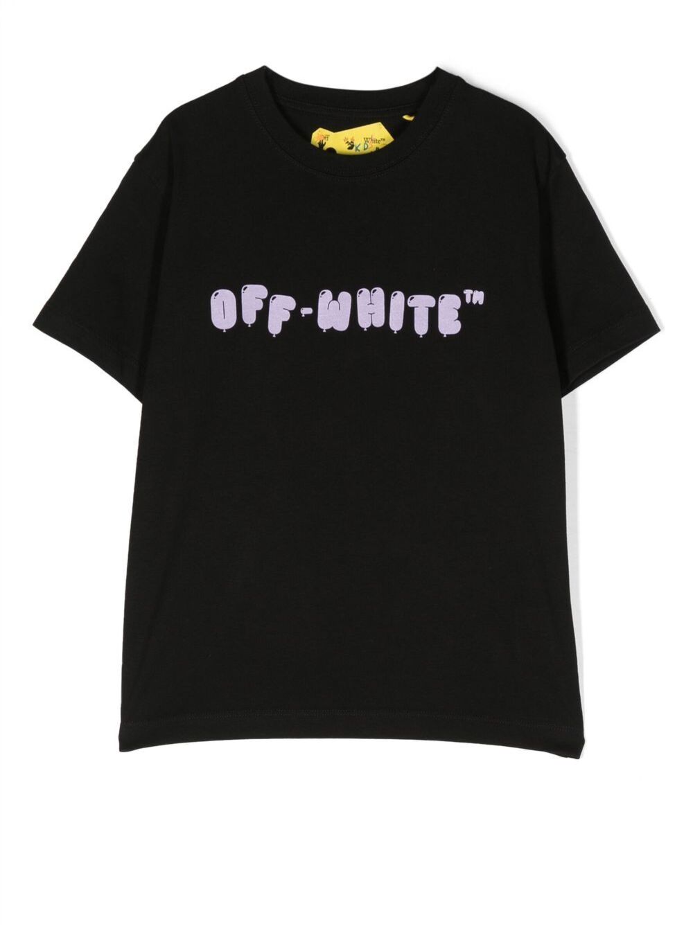 Crewneck T-Shirt With Printed Logo Black Cotton Girl Tshirts And Polo Shirts