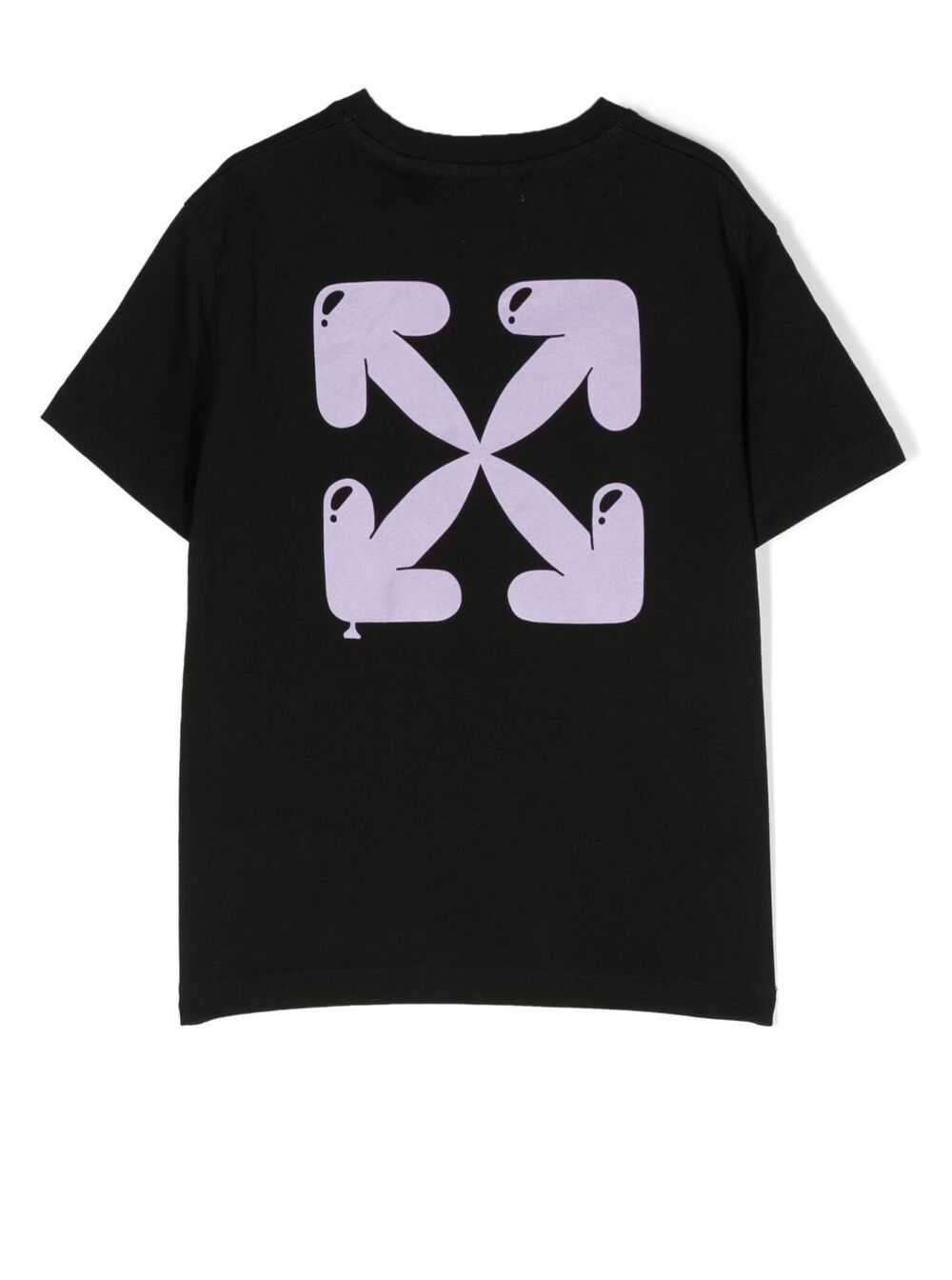 Crewneck T-Shirt With Printed Logo Black Cotton Girl Tshirts And Polo Shirts