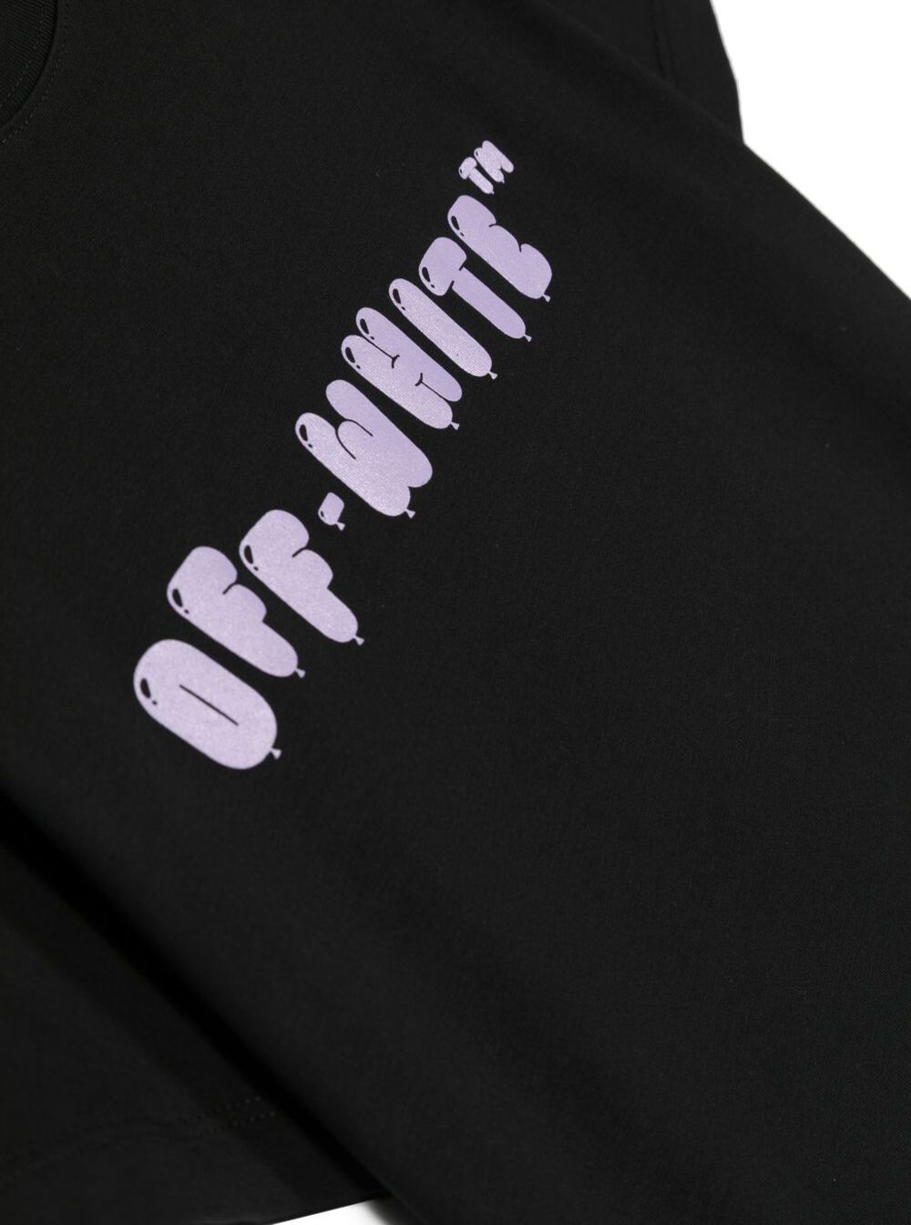 Crewneck T-Shirt With Printed Logo Black Cotton Girl Tshirts And Polo Shirts
