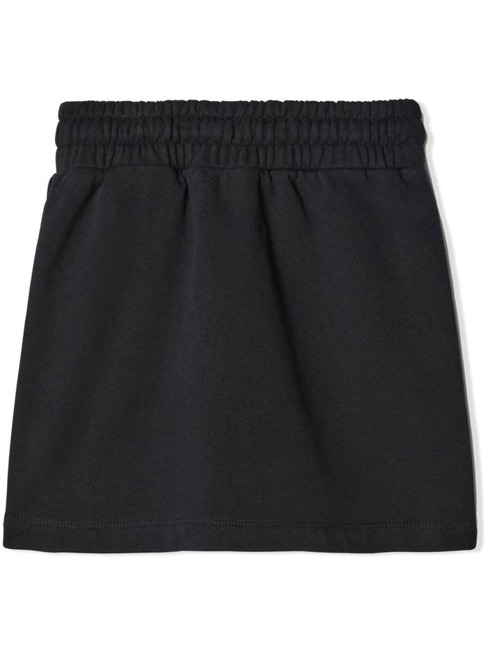 Black Miniskirt With Elasticated Waistband And Logo Cotton Girl Skirt