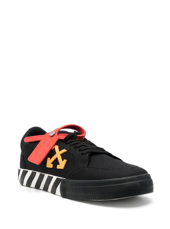 Vulcanized Sneakers With Signature Arrow Logo Black Canvas Man Cotton
