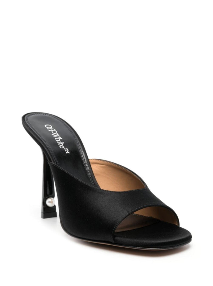 Pop Lollipop Mules Black Leather Woman Viscose Silk Heels