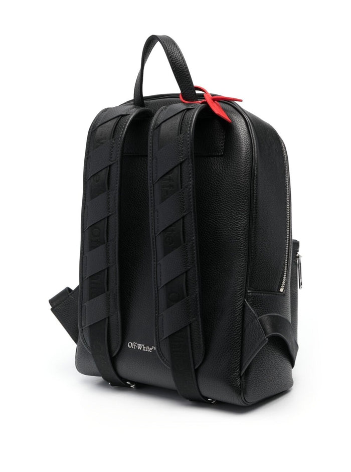 Binder Diag Stripe Embossed Backpack Black Leather Man Calf Backpacks And Belt Bags