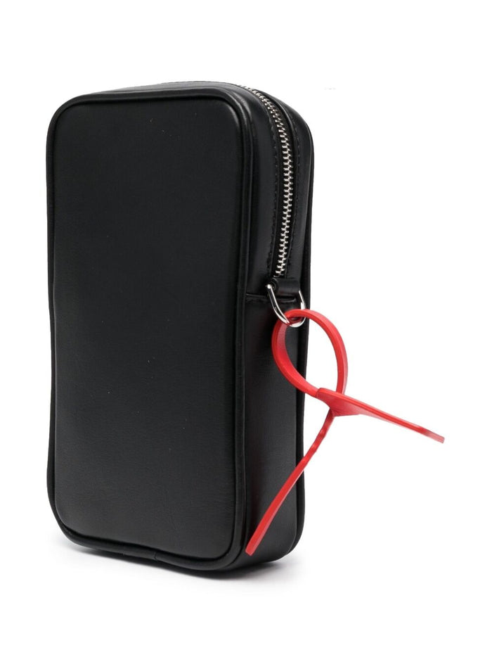 Crossbody Bag With Logo Black Leather Man Calf