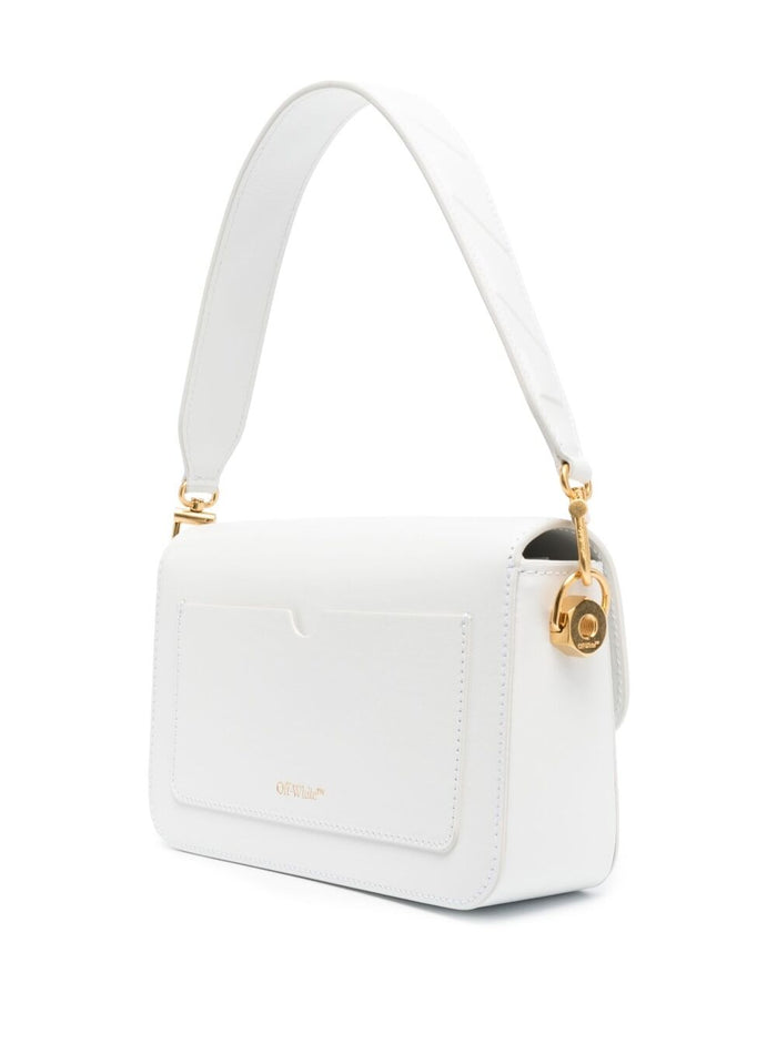 Binder Clip Crossbody Bag White Leather Woman Calf Shoulder