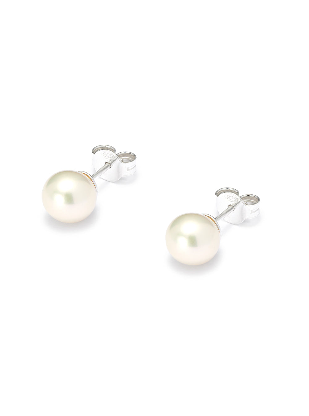 Freshwater Pearl Stud Earrings Sterling Silver Woman Metallic