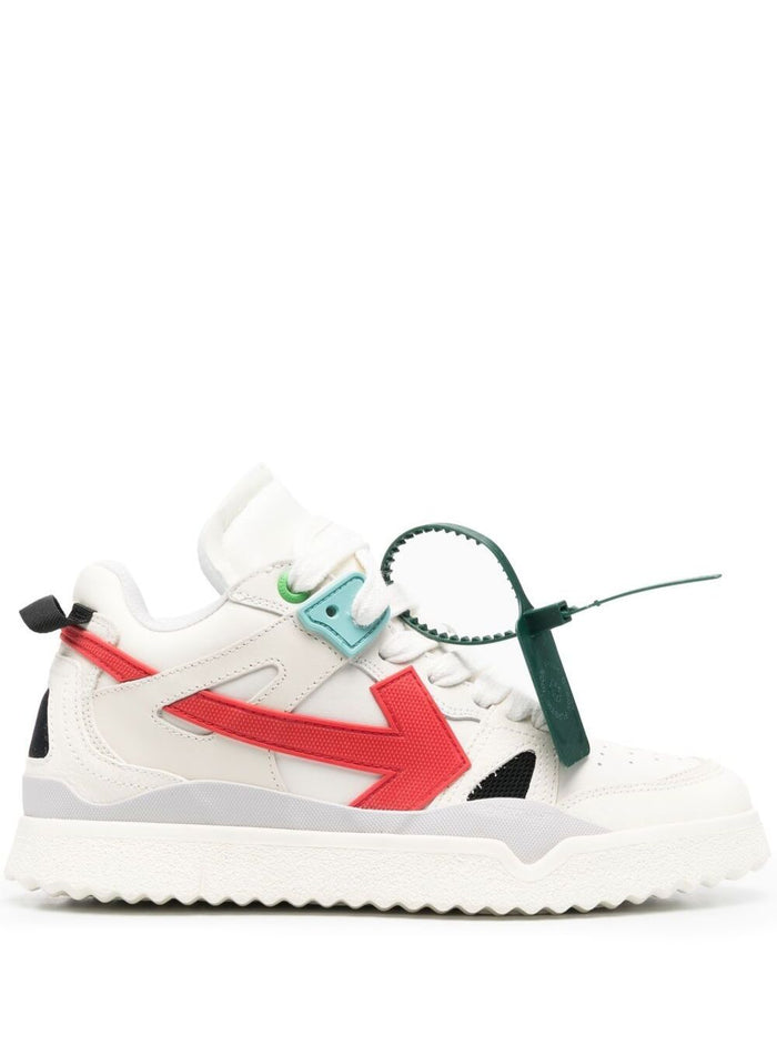 Mid-Top Sponge Sneaker White Leather Man Calf Polyester