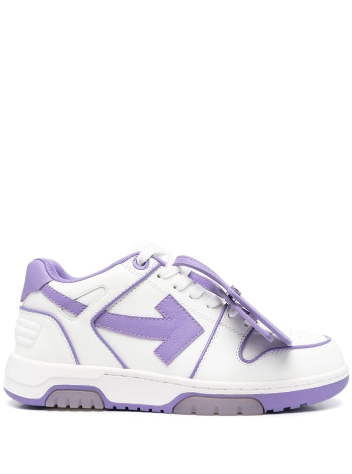 Out Of Office Low Top Sneakers White And Lilac Leather Woman
