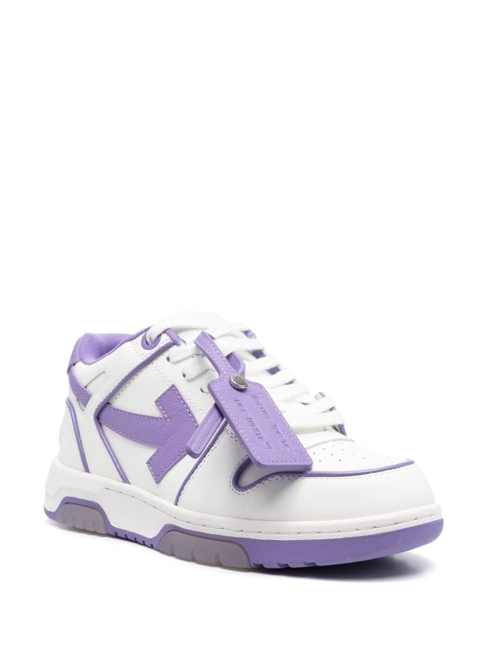 Out Of Office Low Top Sneakers White And Lilac Leather Woman