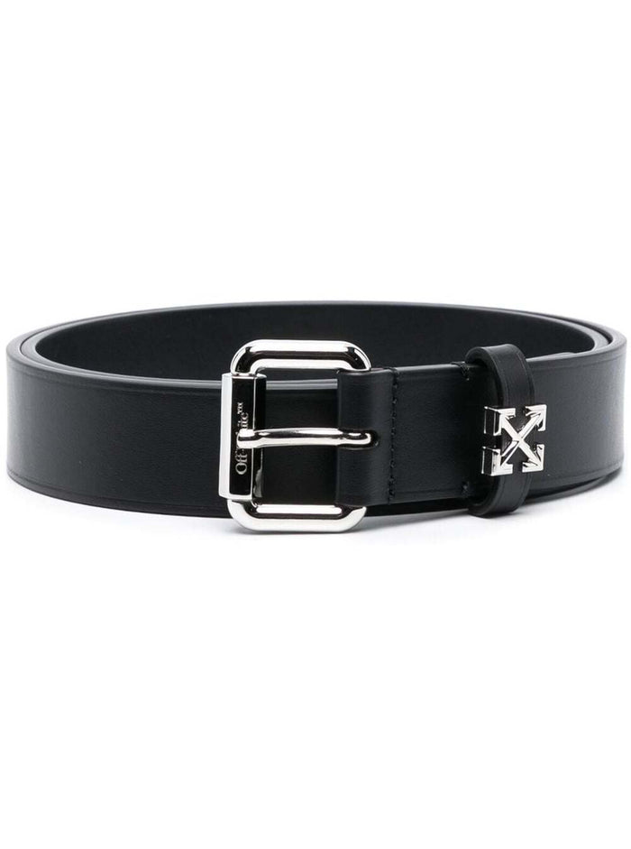 Arrow Plaque Belt Black Leather Man Calf