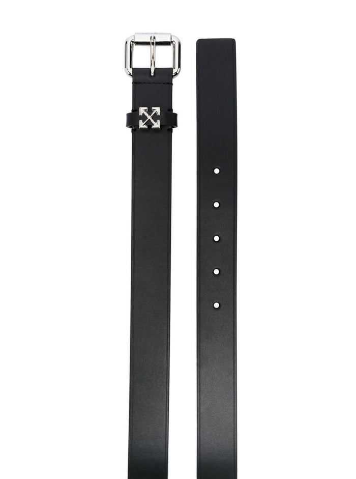 Arrow Plaque Belt Black Leather Man Calf