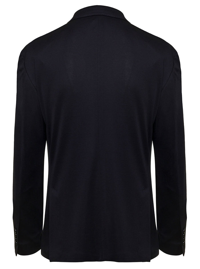 Blue Double-Brested Blazer Silk Blend Man Blu Cotton Blazers