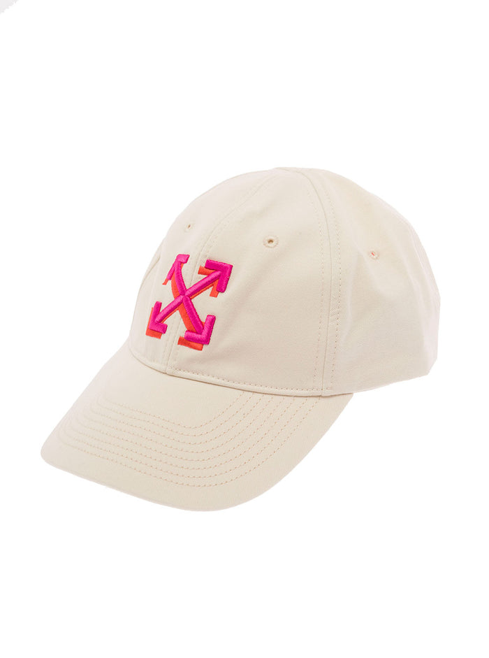 Baseball Cap With Embroidered Arrow Logo White Cotton Woman Hats And Gloves