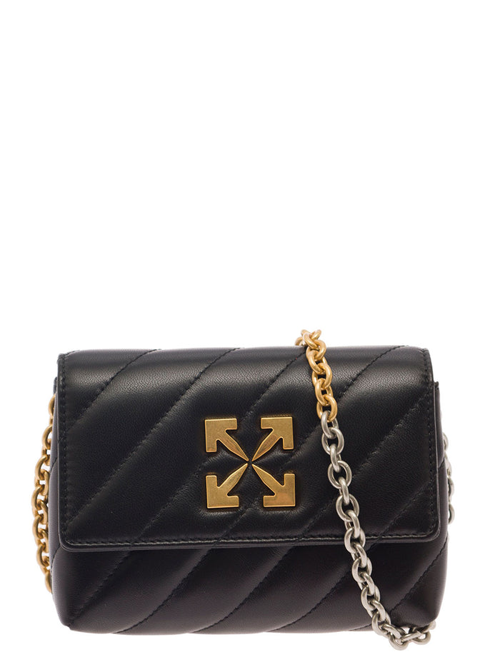 Jackhammer Wallet On Chain Black Leather Woman Calf Crossbody Bags