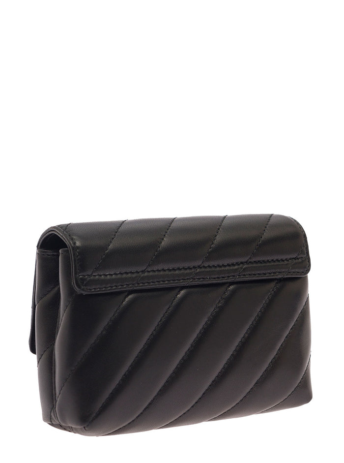 Jackhammer Wallet On Chain Black Leather Woman Calf Crossbody Bags