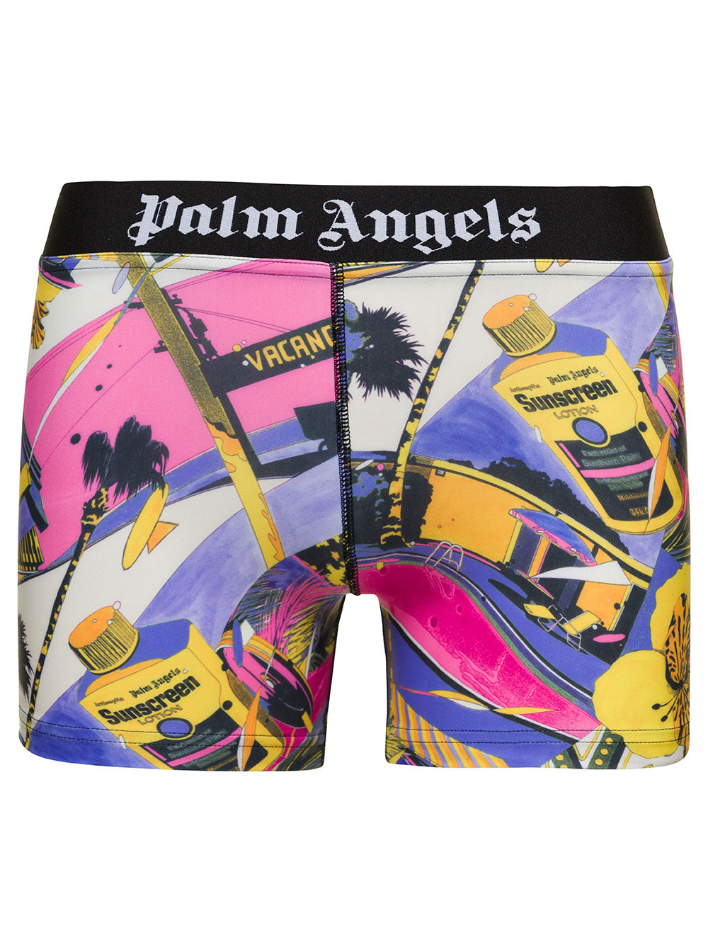 Miami Multicolor Biker Shorts With All-Over Graphic Print Stretch Fabric Woman Elastane And Bermuda
