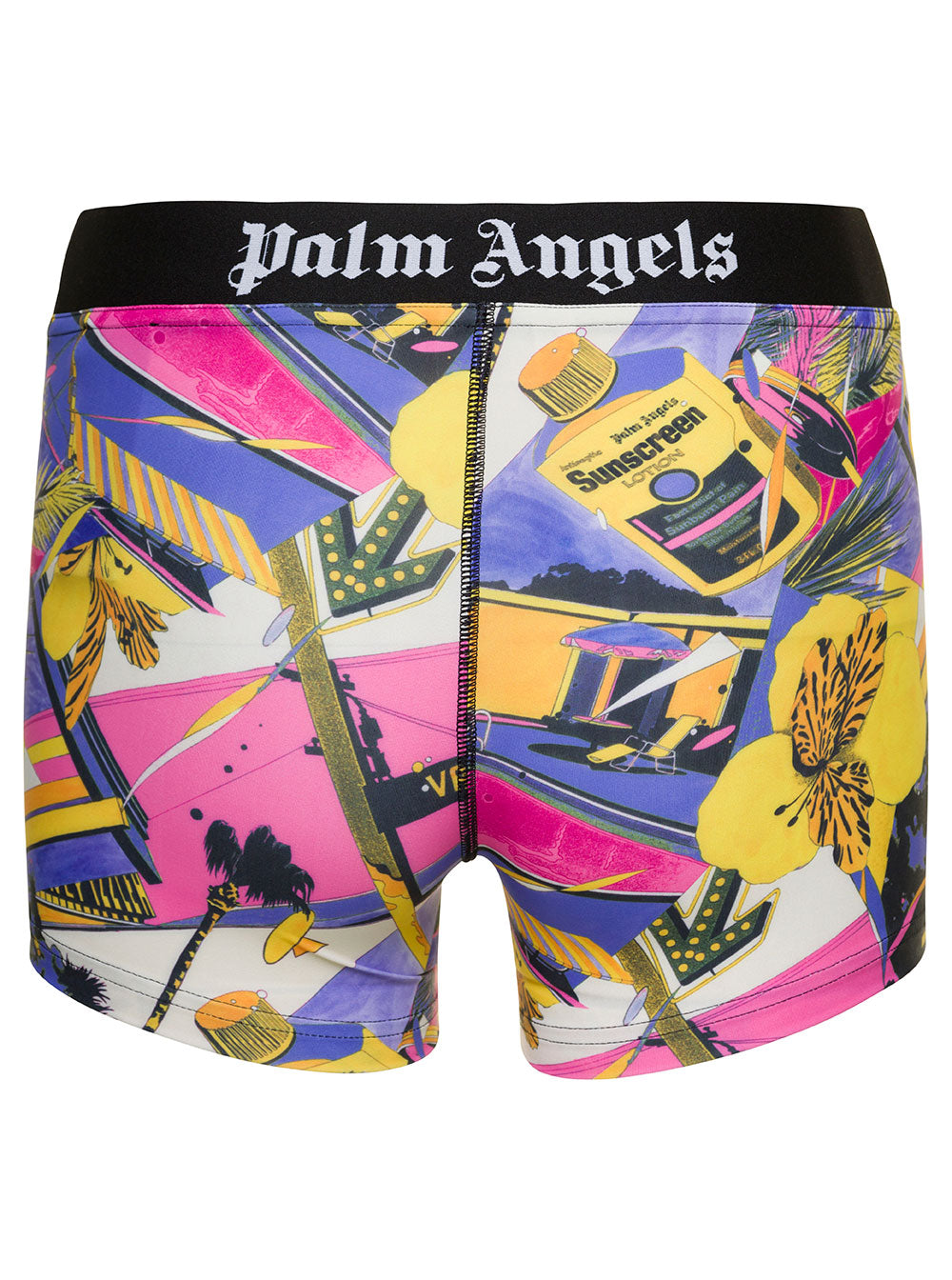 Miami Multicolor Biker Shorts With All-Over Graphic Print Stretch Fabric Woman Elastane And Bermuda