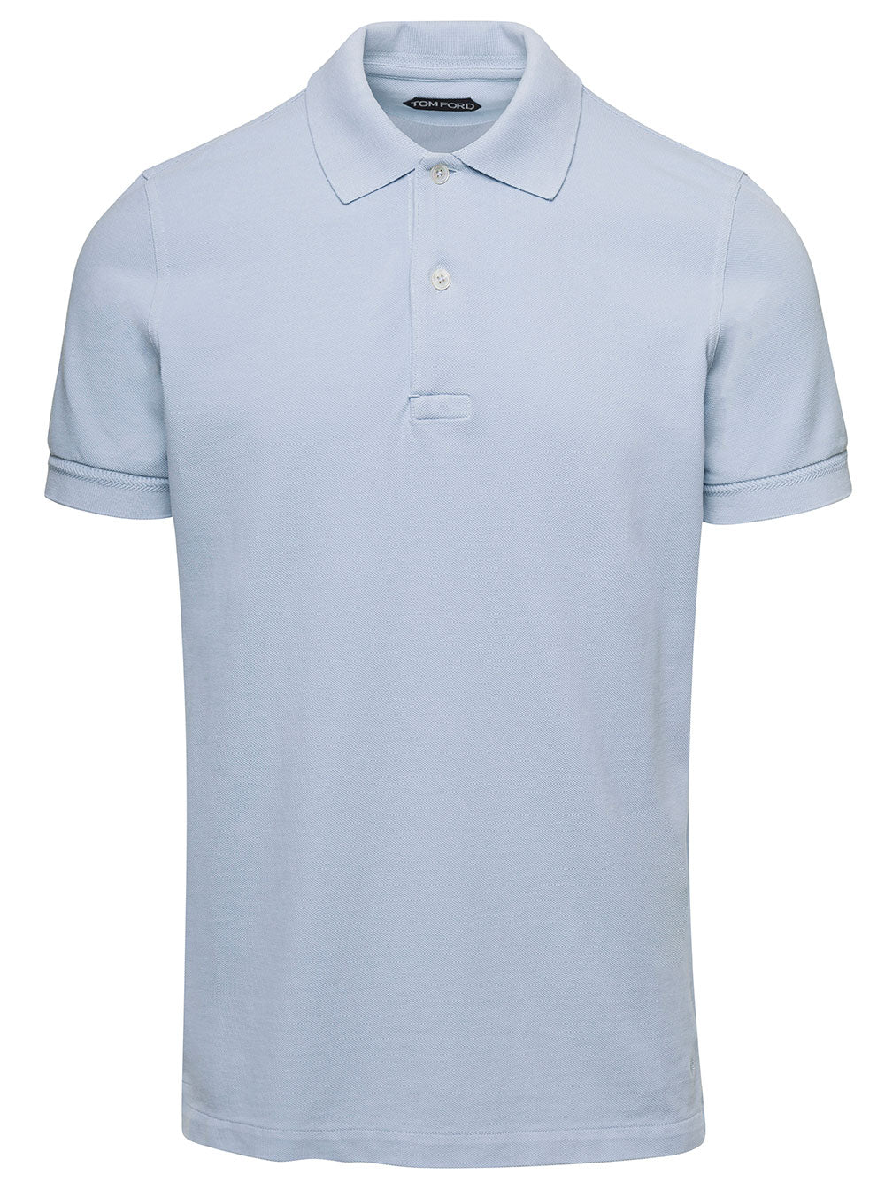 Light Blue Polo Shirt With Classic Collar Cotton Man Tshirts And
