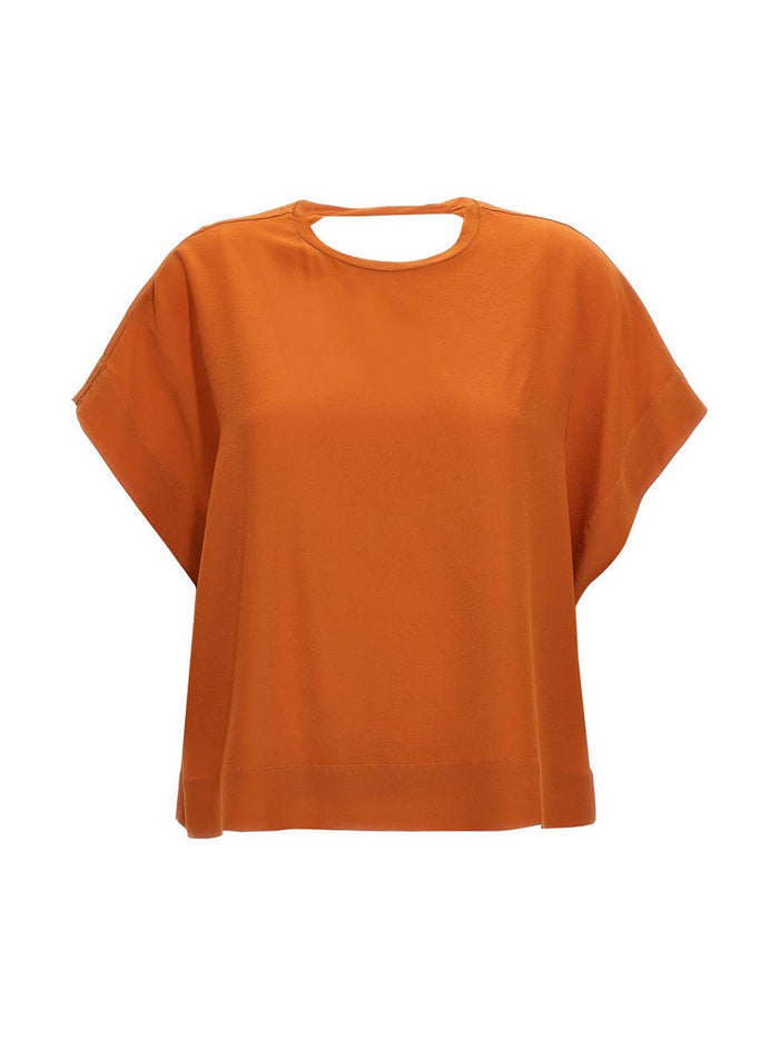 Silk Bloshirt Orange Shirt, Blouse