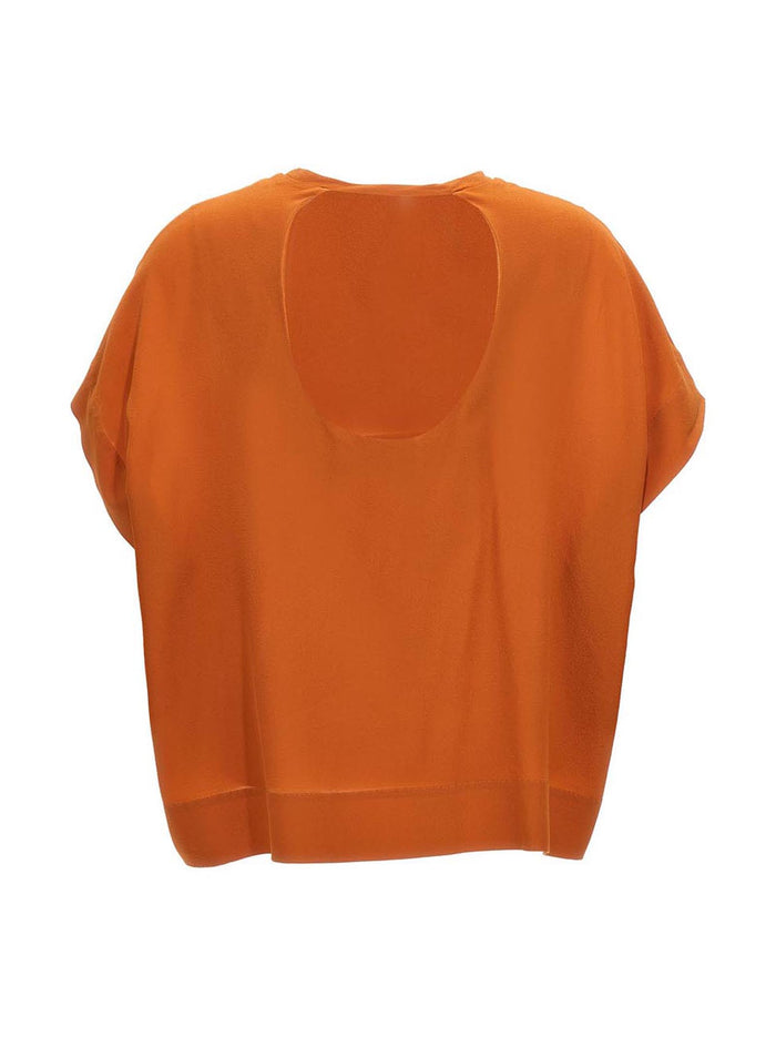 Silk Bloshirt Orange Shirt, Blouse