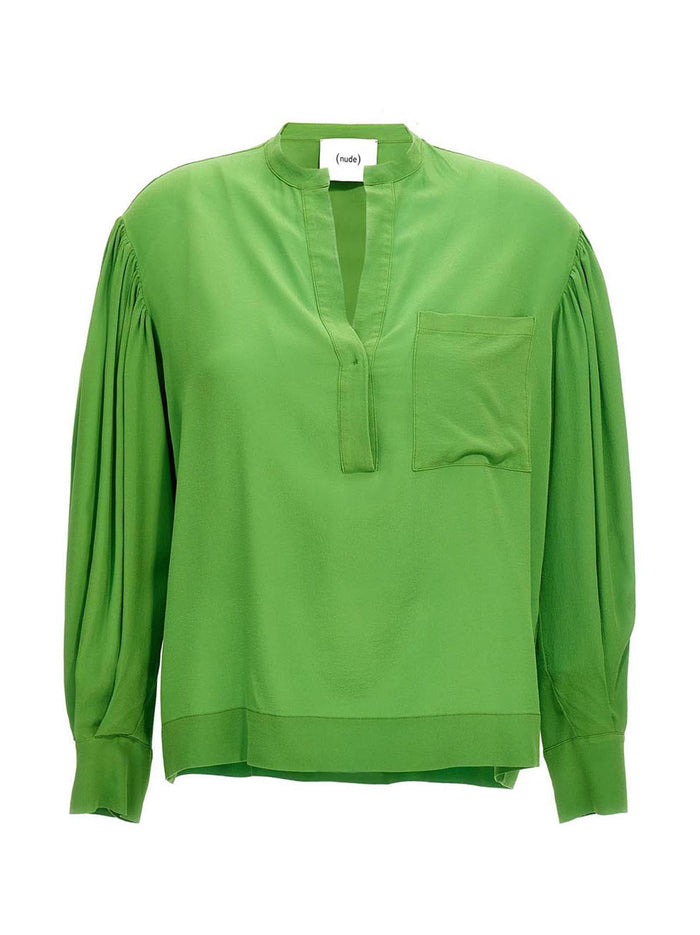 Silk Bloshirt Green Shirt, Blouse