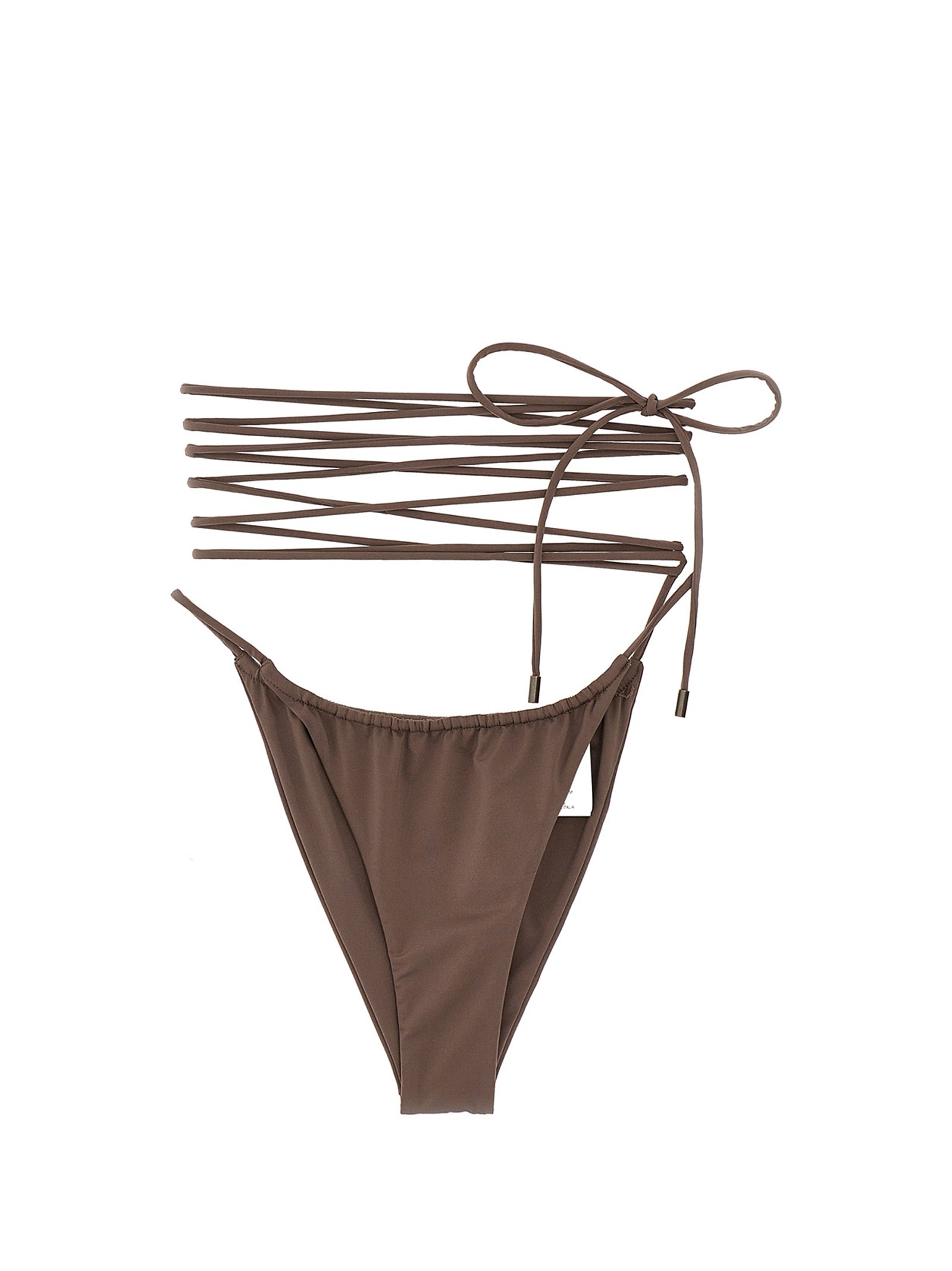 Lacing Bikini Briefs Beige Polyamide Elastane Beachwear