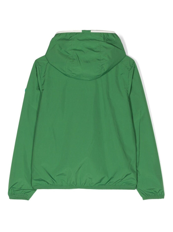 Noel Green Hooded Wind-Break Jacket With Logo Patch Polyeter Boy Polyester Down