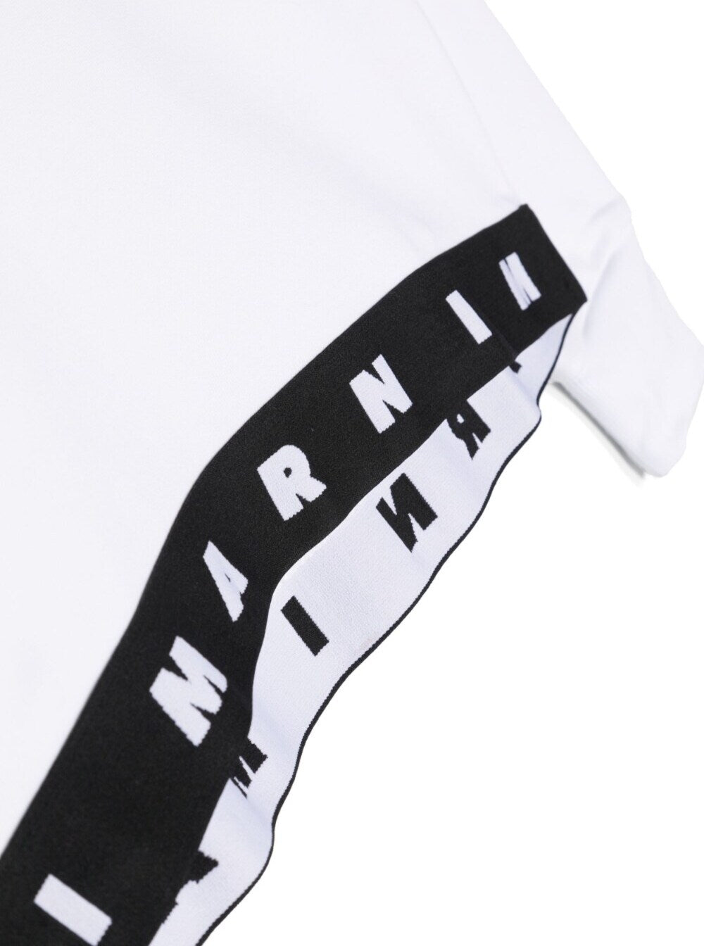 White Crewneck Sweatshirt With Logo Print On Elastic Band Cotton Girl Sweatshirts
