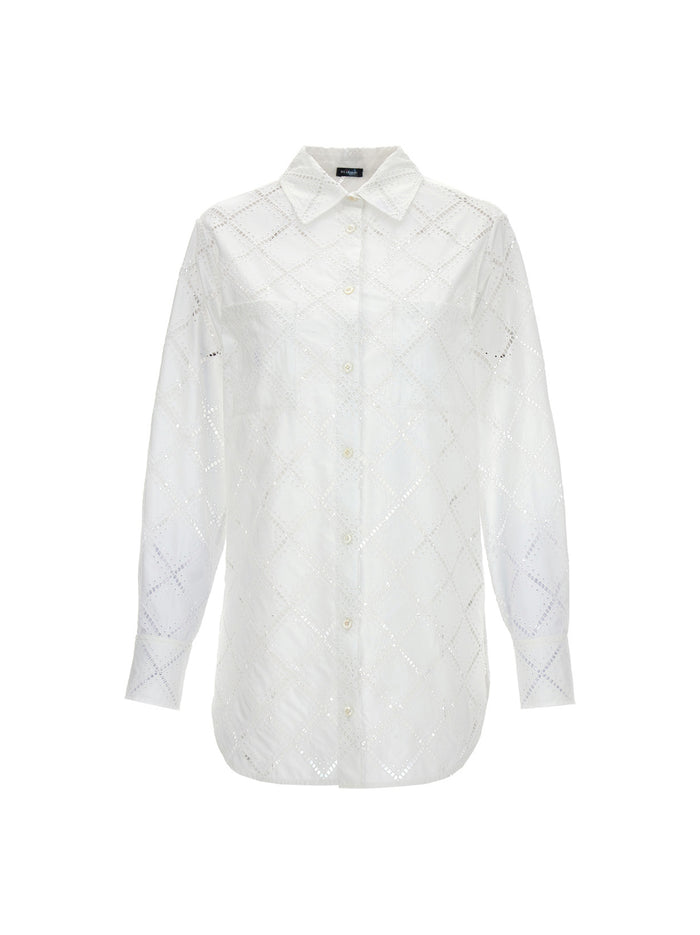 Camicia Cotone Traforato White Cotton Shirt, Blouse