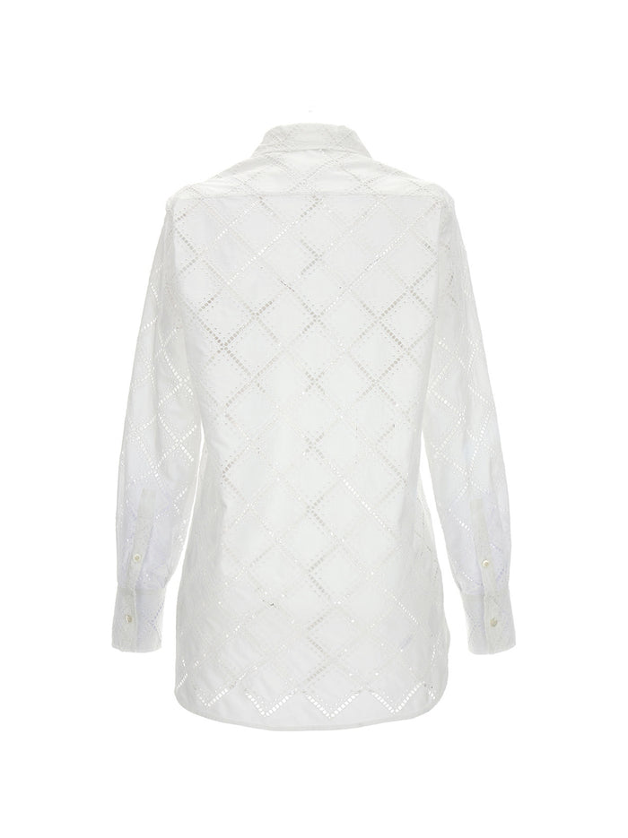 Camicia Cotone Traforato White Cotton Shirt, Blouse