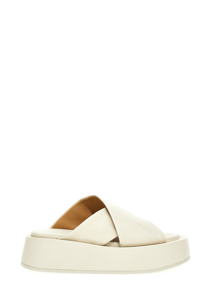 Flat slides White Calf Leather (bos Taurus) Sandal