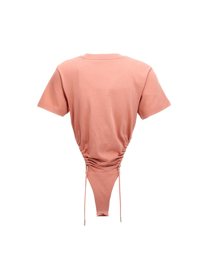 Body Ruched Ricamo Logo Pink Organic Cotton Underwear