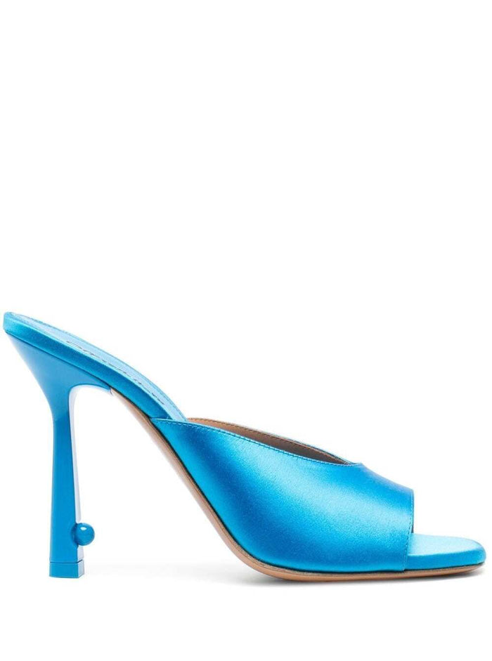 Pop Lollipop Pointed-Toe Mules Light-.blue Leather Woman Light Blue Viscose Silk Heels