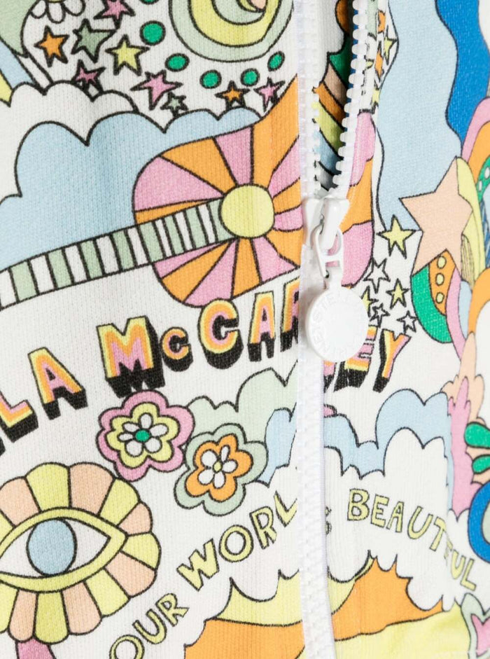 Multicolor Hoodie With Love To Dream Print Cotton Girl Jersey