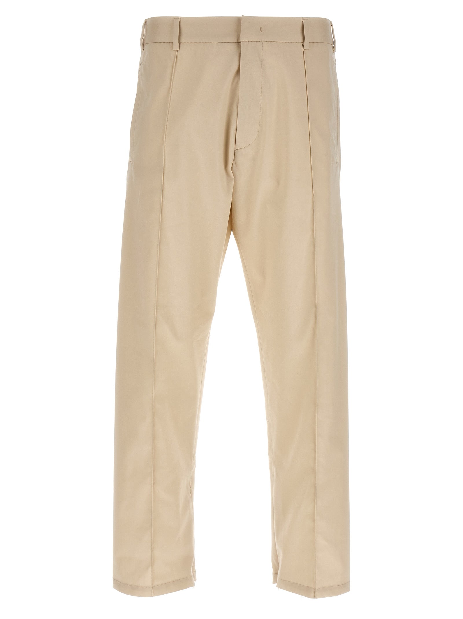 pants with front pleats Beige Cotton Polyester Elastane