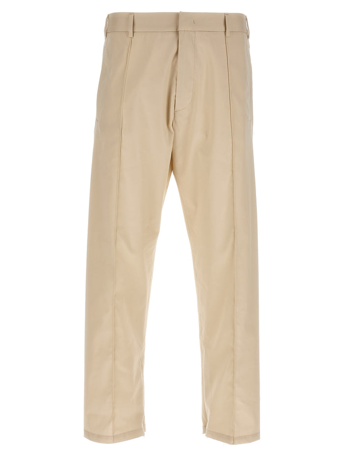 pants with front pleats Beige Cotton Polyester Elastane