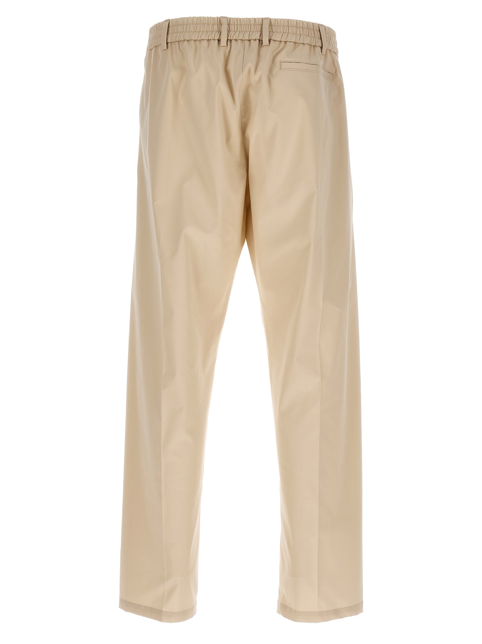 pants with front pleats Beige Cotton Polyester Elastane