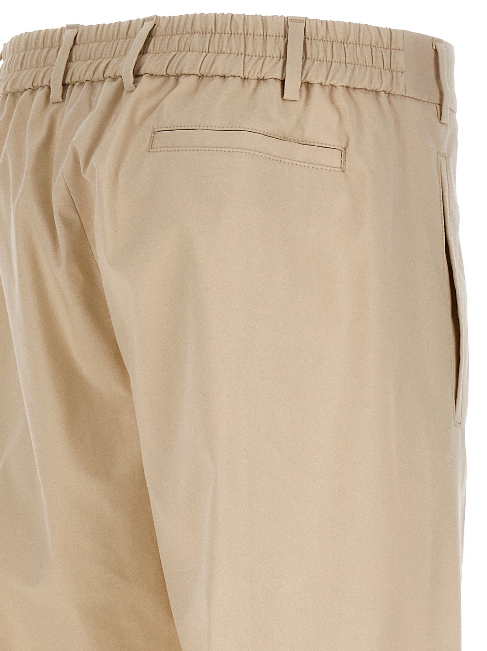 pants with front pleats Beige Cotton Polyester Elastane