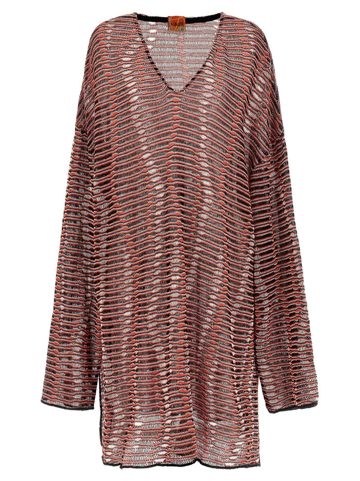 Wave Jacquard sweater Multicolor Cotton Polyamide Sweater, Cardigans