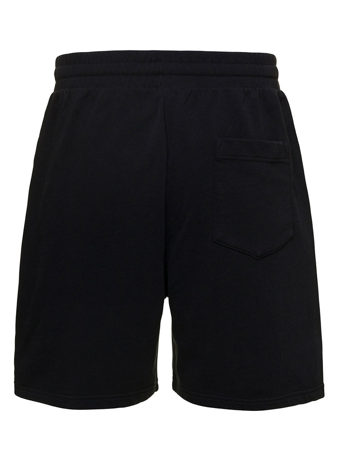 Black Sweat Shorts With Tennis Club Icon Logo Embroidery Cotton Man Organic And Bermuda