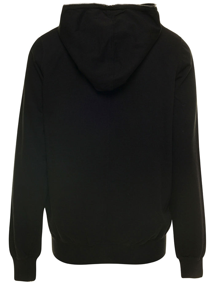Fatish Black Hoodie With Extra Long Zip Cotton Man Sweatshirts