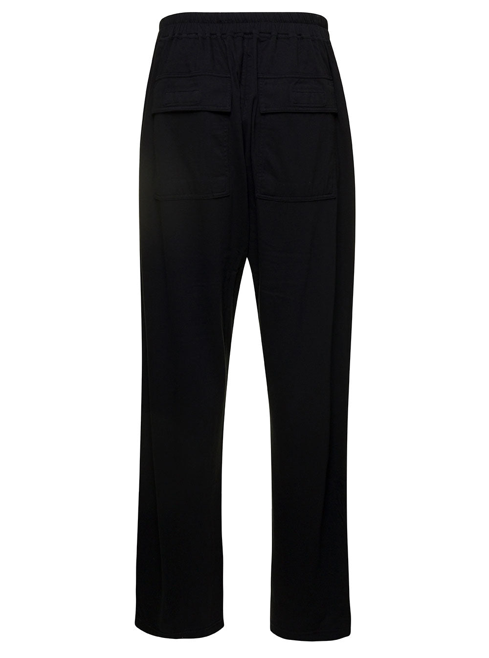 Black Jogger Pants With Overiszed Pockets And Logo Patch Cotton Man Trousers