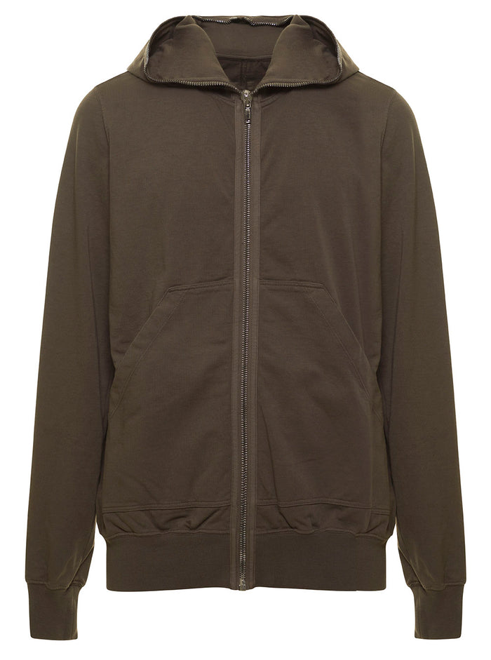 Fatish Grey Hoodie With Extra Long Zip Cotton Man Sweatshirts