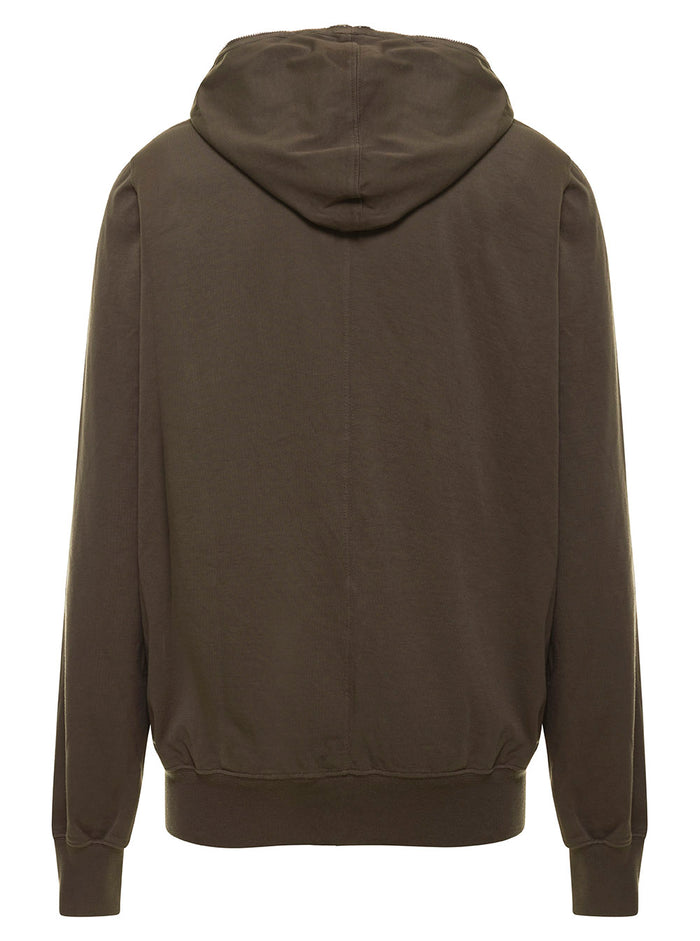 Fatish Grey Hoodie With Extra Long Zip Cotton Man Sweatshirts