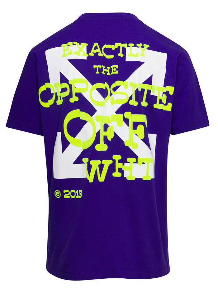 Purple Crewneck T-Shirt With Front And Rear Opposite Print Cotton Man Violet Tshirts Polo Shirts